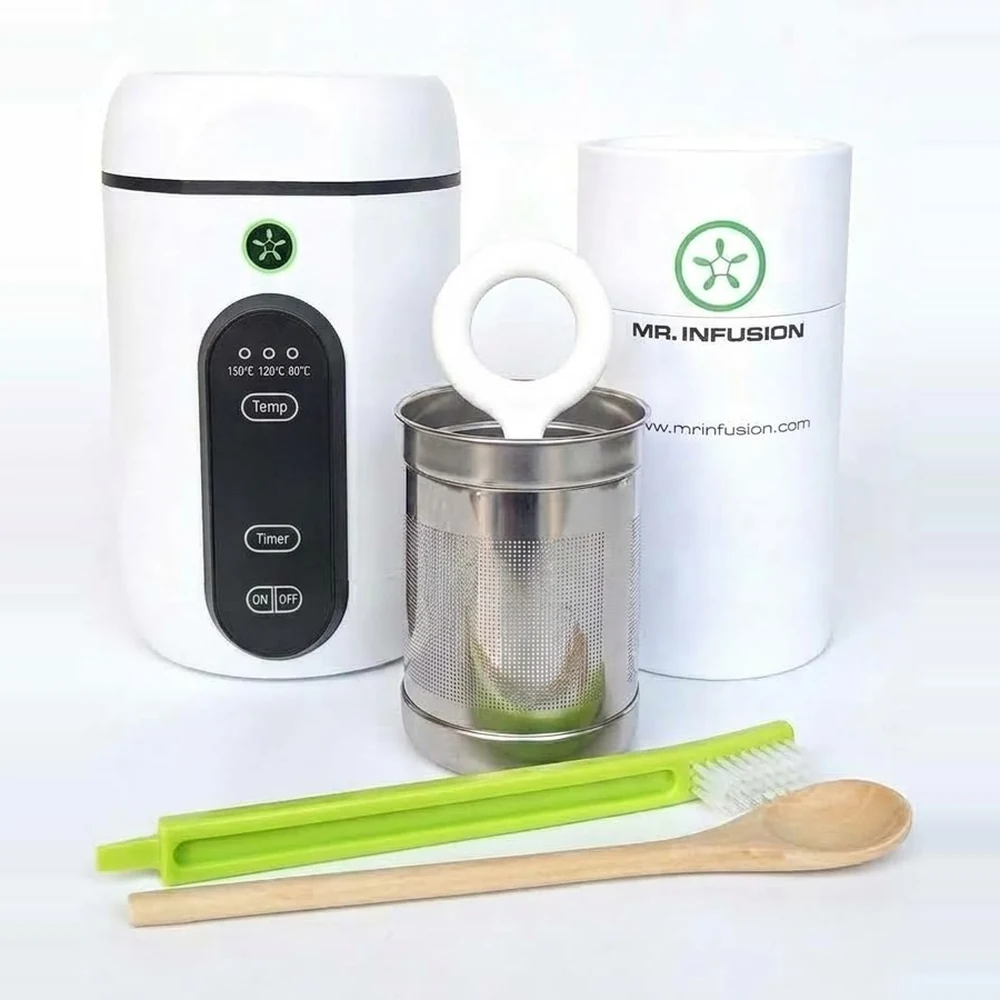 Kit Mr. Infusion: máquina, embalagem tubo, filtro de inox, escova de limpeza e colher de madeira